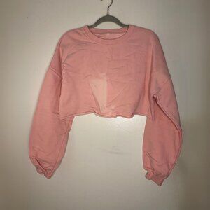 Pink Cropped Crewneck Sweatshirt Size L